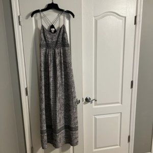 Loft Women's Maxi Dress 8 Dark Blue and White